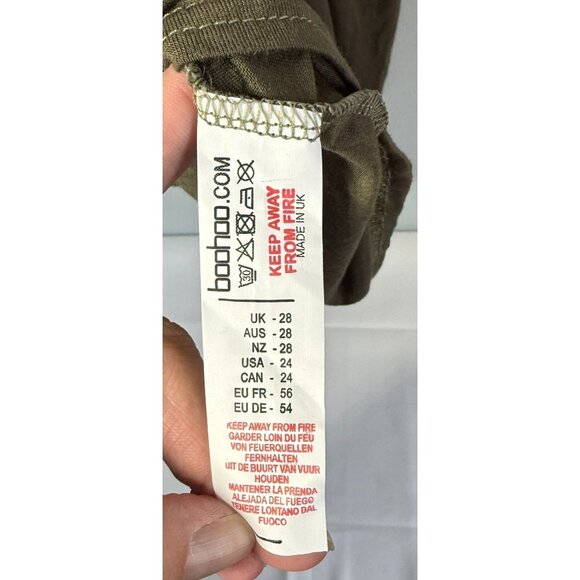 NWT Boohoo Roll Neck Jersey T-Shirt Dress Womens Plus 24 Green Long Sleeve Casua - Picture 7 of 9